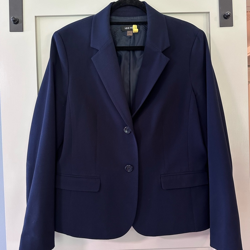 Nine West Navy Blue Tailored Blazer Professional Suit Jacket